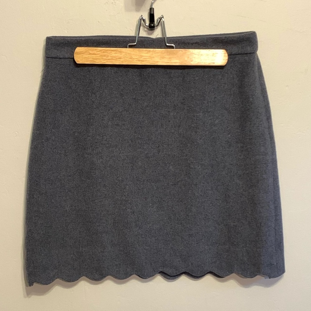 Grey LOFT Wool Scalloped Hem Mini Skirt